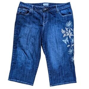 Venezia Ladies Sz 20 Capri Bermuda Denim Stretch Embroidered Bling